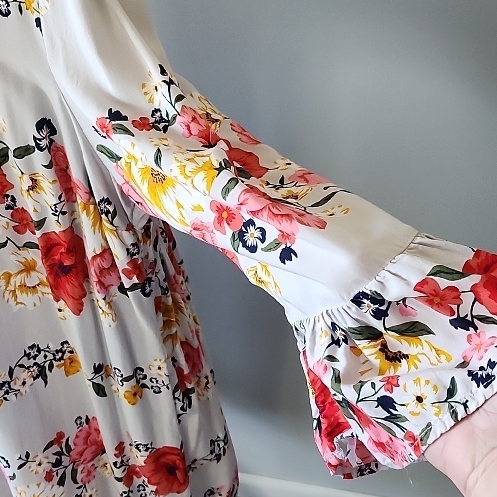 Old Navy gray floral pattern dress with elbow length sleeves - Picture 9 of 14
